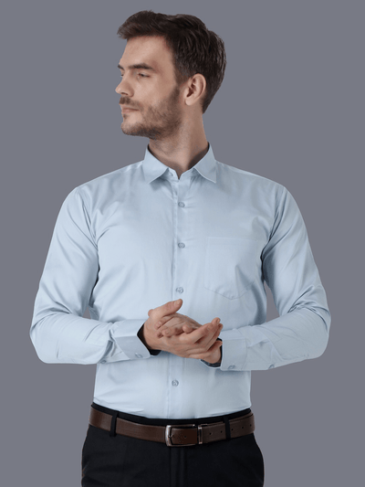 Formal Premium Giza Cotton Ivory Blue Shirt- 1002