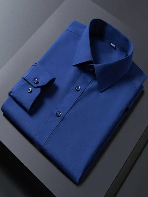 Dark Blue Elegant Cotton Satin Formal Shirt Code-1303