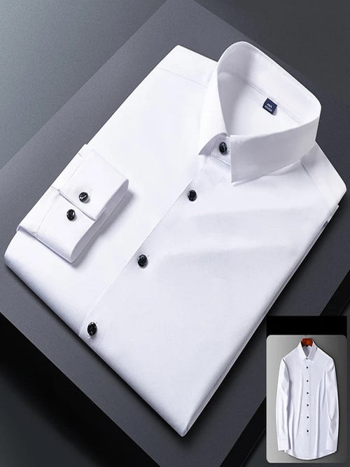 Luxurious Black Button White Cotton Satin Shirt Code-1309