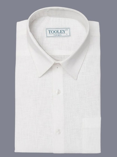 Men's White Linen Half Sleeve Solid Business Shirt Code-1004