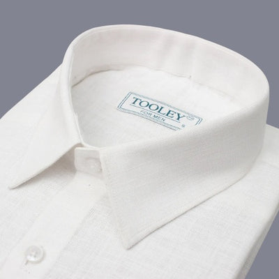 Men's White Linen Half Sleeve Solid Business Shirt Code-1004