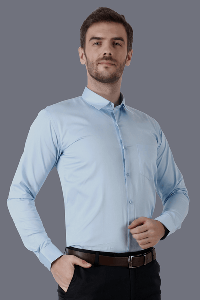 Formal Premium Giza Cotton Ivory Blue Shirt- 1002